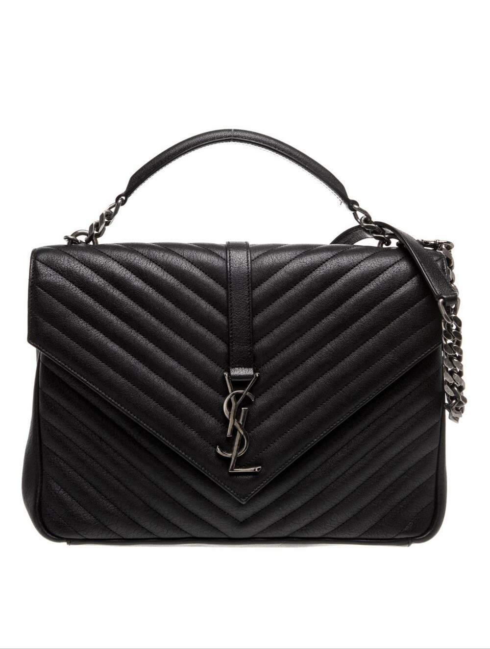 Like NEW! Saint Laurent College YSL Chevon Large Flap Bag